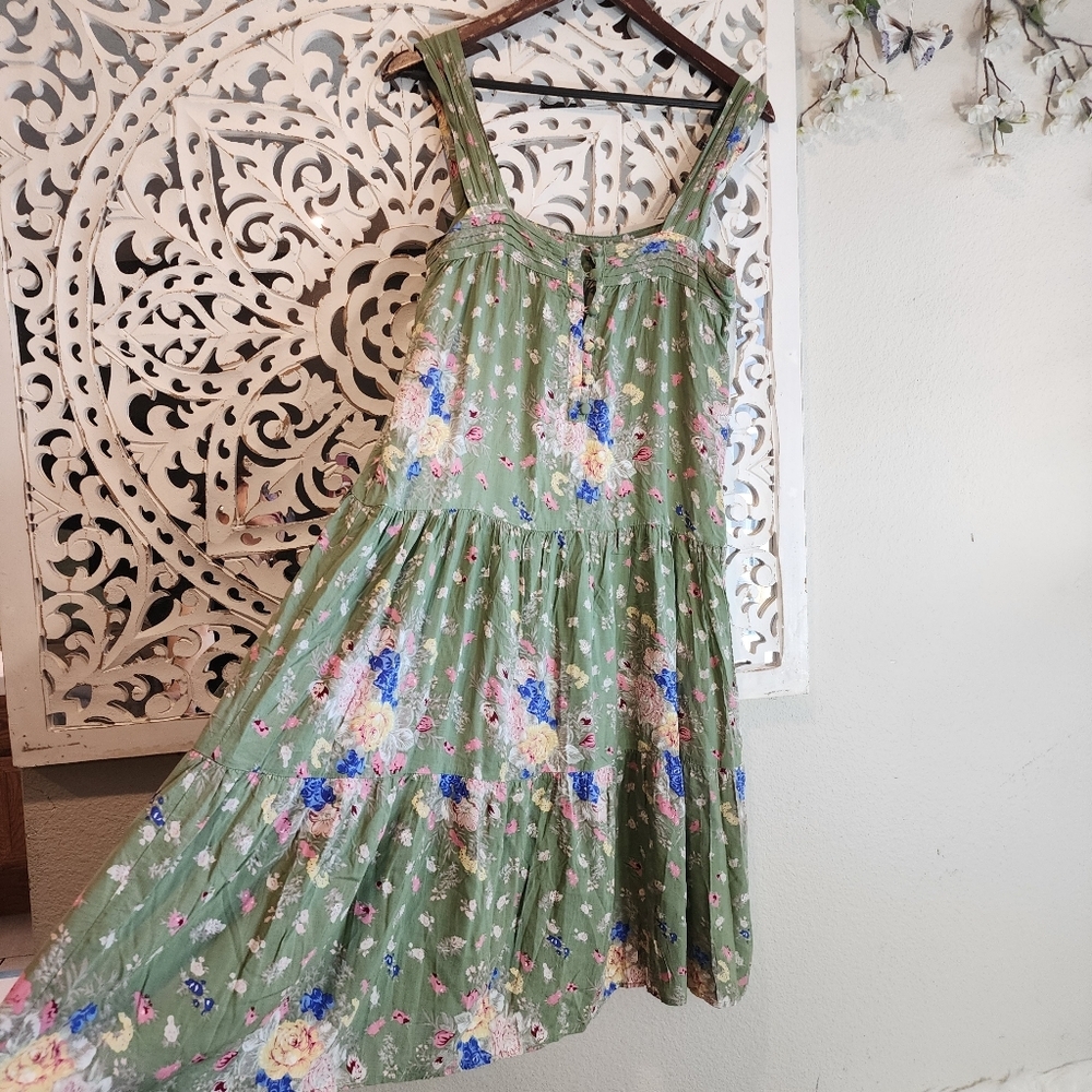 AUGUSTE THE LABEL OLIVE FLORAL MIDI DRESS, SLEEVELESS, BACK BOTTON OPEN SIZE 2 - Picture 8 of 12